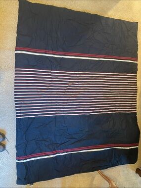 Striped Navy Quilt Comforter with Red and White Accents
